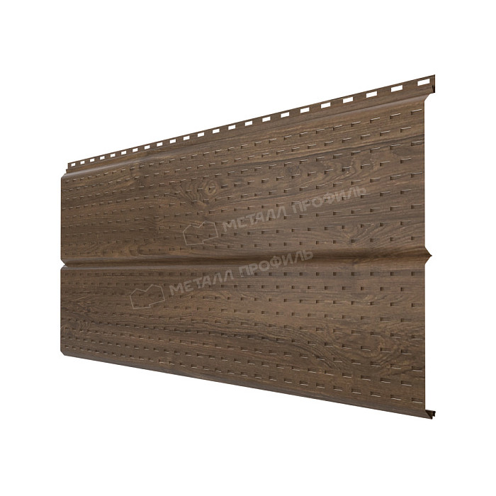 Софит МЕТАЛЛ ПРОФИЛЬ перфор. Lбрус-XL-14х335 (ECOSTEEL_MA-12-Античный Дуб-0.45)