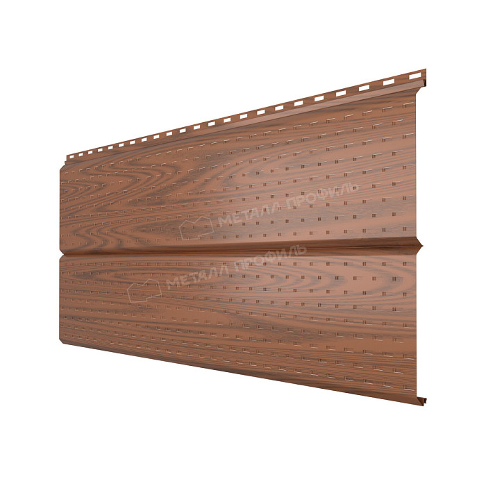 Софит МЕТАЛЛ ПРОФИЛЬ перфор. Lбрус-XL-14х335 (ECOSTEEL-01-МореныйДуб-0.5)
