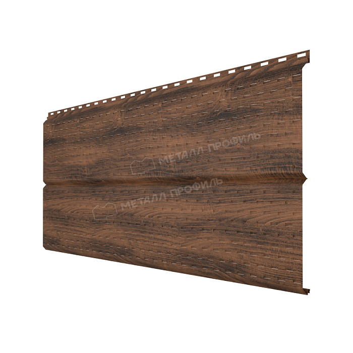 Софит МЕТАЛЛ ПРОФИЛЬ перфор. Lбрус-XL-14х335 (ECOSTEEL_MA-01-МореныйДуб-0.5)